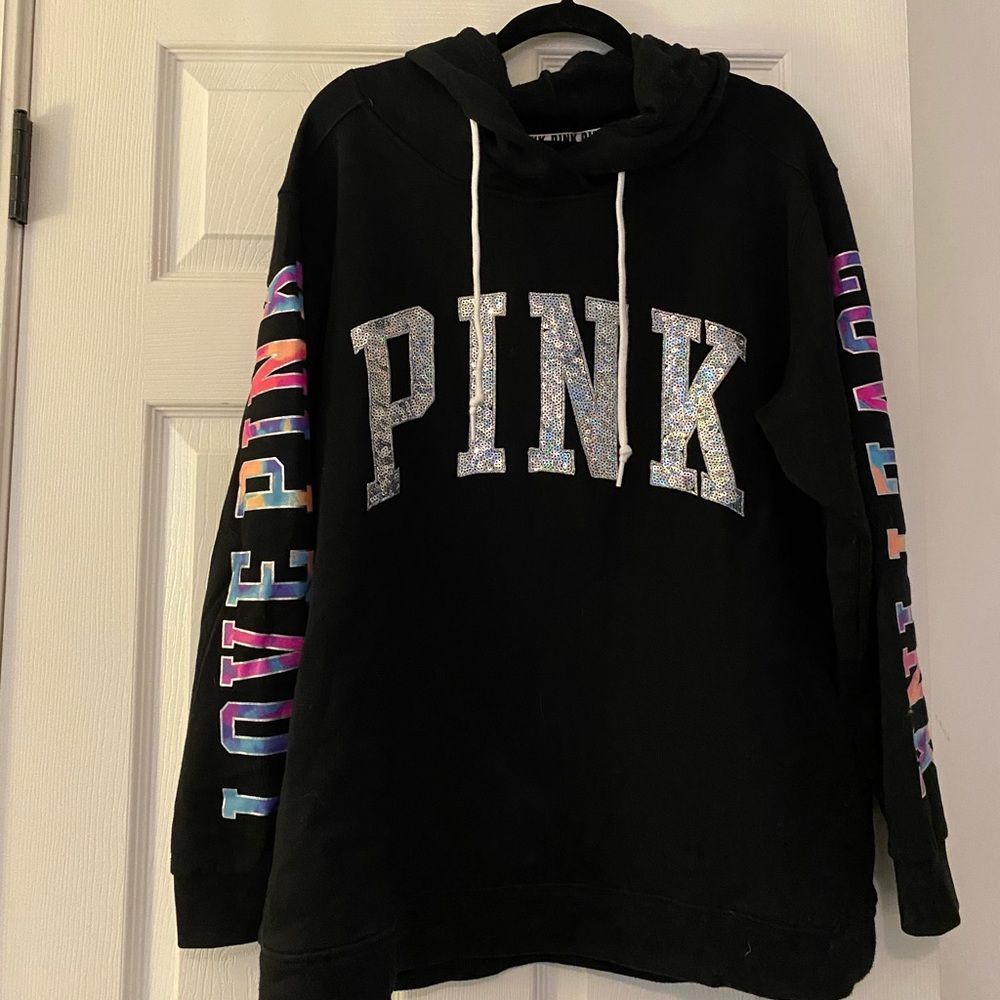 PINK sequin hoodie